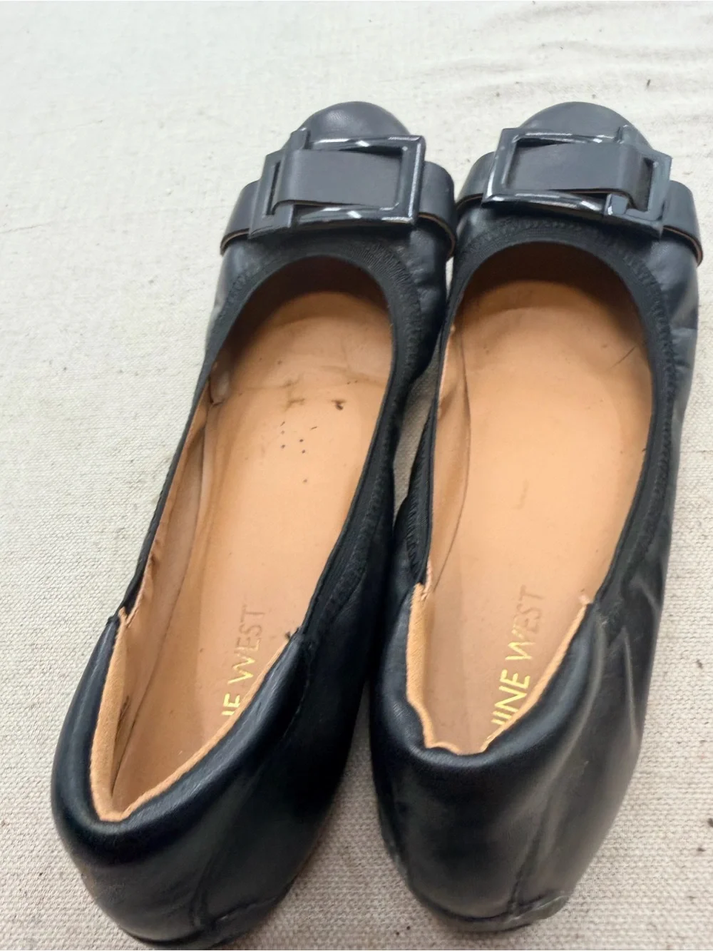 Nine West Black Buckle Ballet Flats